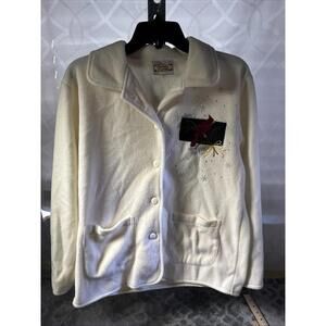 Women’s Decorated Originals Ivory Fleece Jacket Bling Cardinal Size M